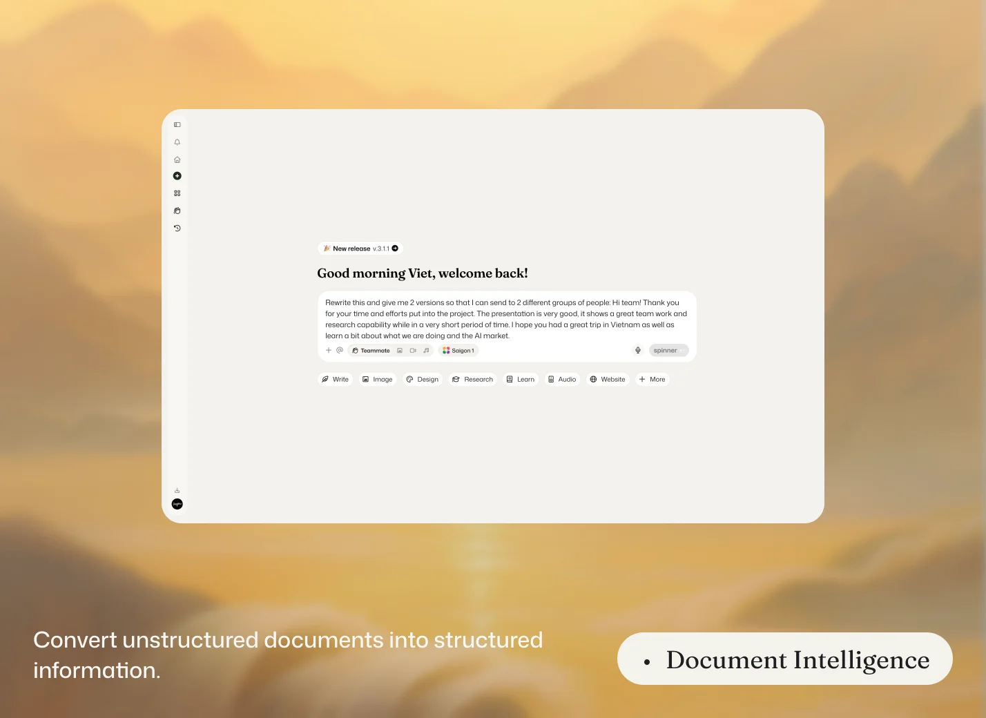 Document Intelligence — convert unstructured documents into structured information