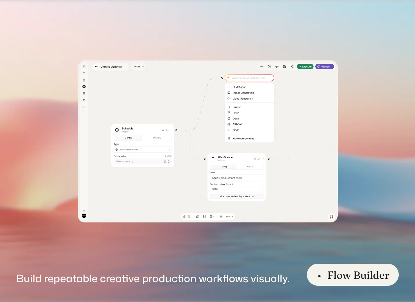 Flow Builder — build repeatable creative production workflows visually