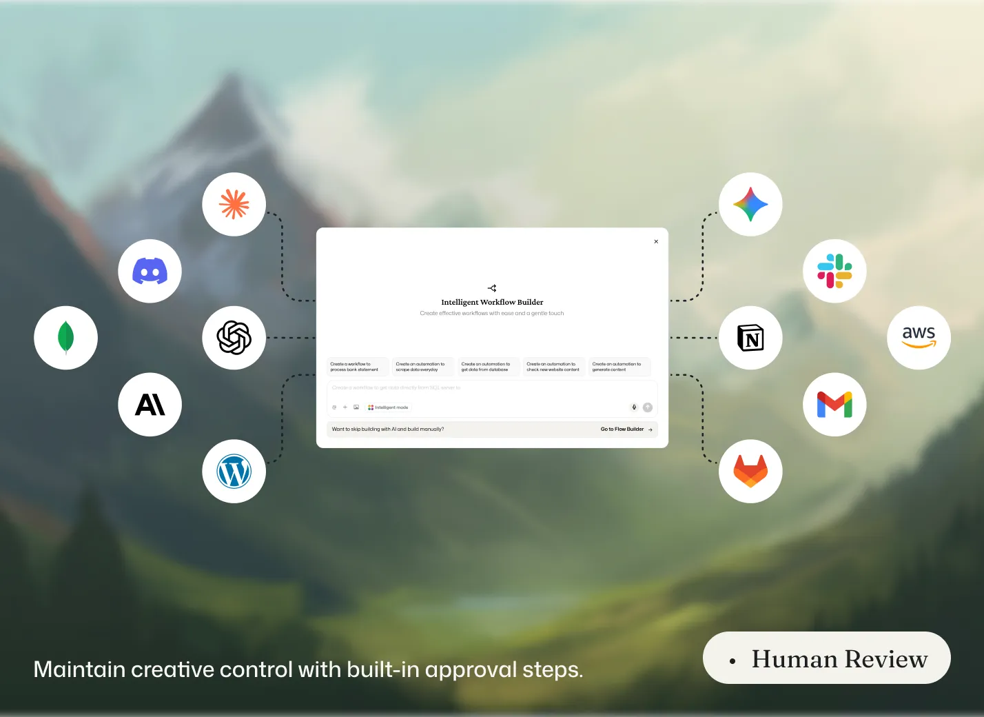 Human Review — maintain creative control with built-in approval steps